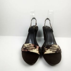 Gap Brown/Tan Knit Strap Espadrille Sandals (10)